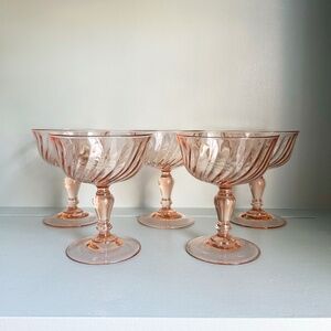 Set of 5 Vintage French Pink Glasses